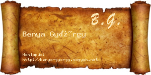 Benya György névjegykártya