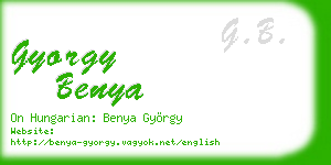 gyorgy benya business card